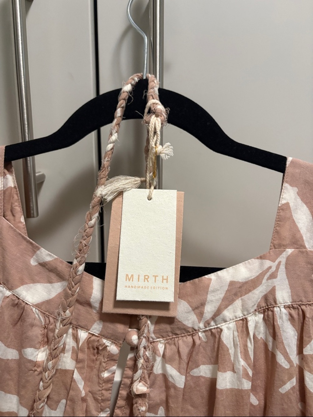 Beige Floral Midi Dress with Tie Sleeves - Picture 10 of 10